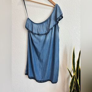 Cloth & Stone One Shoulder Chambray Shift Dress Size Medium